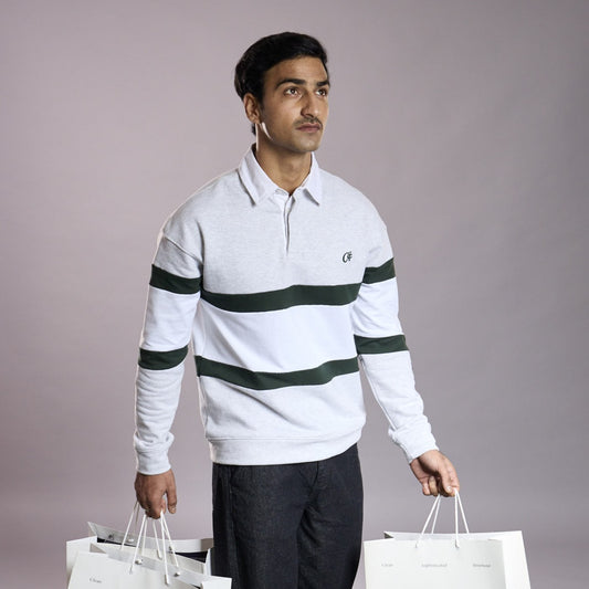 Crossover Sweat - Light Melange / Forest Green