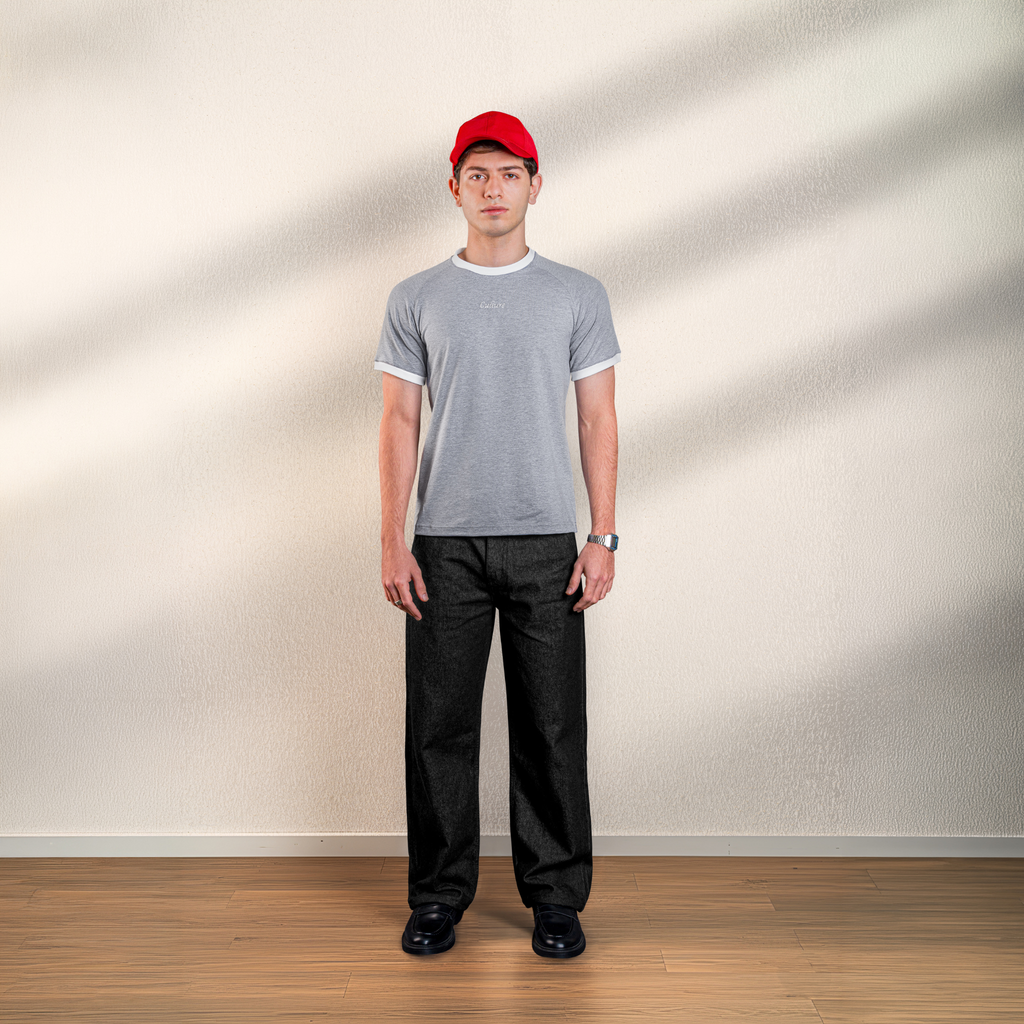 Classic Raglan Tshirt - Grey / White