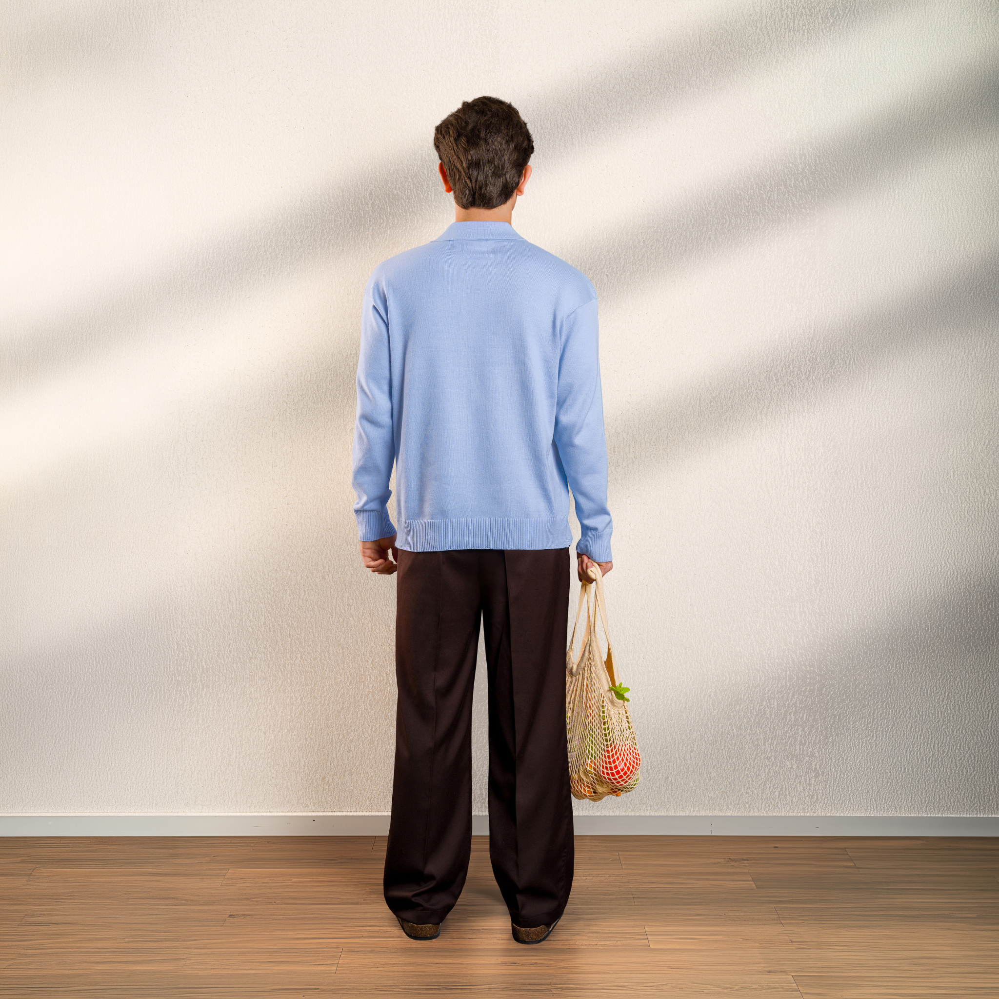 Flat Knit Quarter Zip - Blue