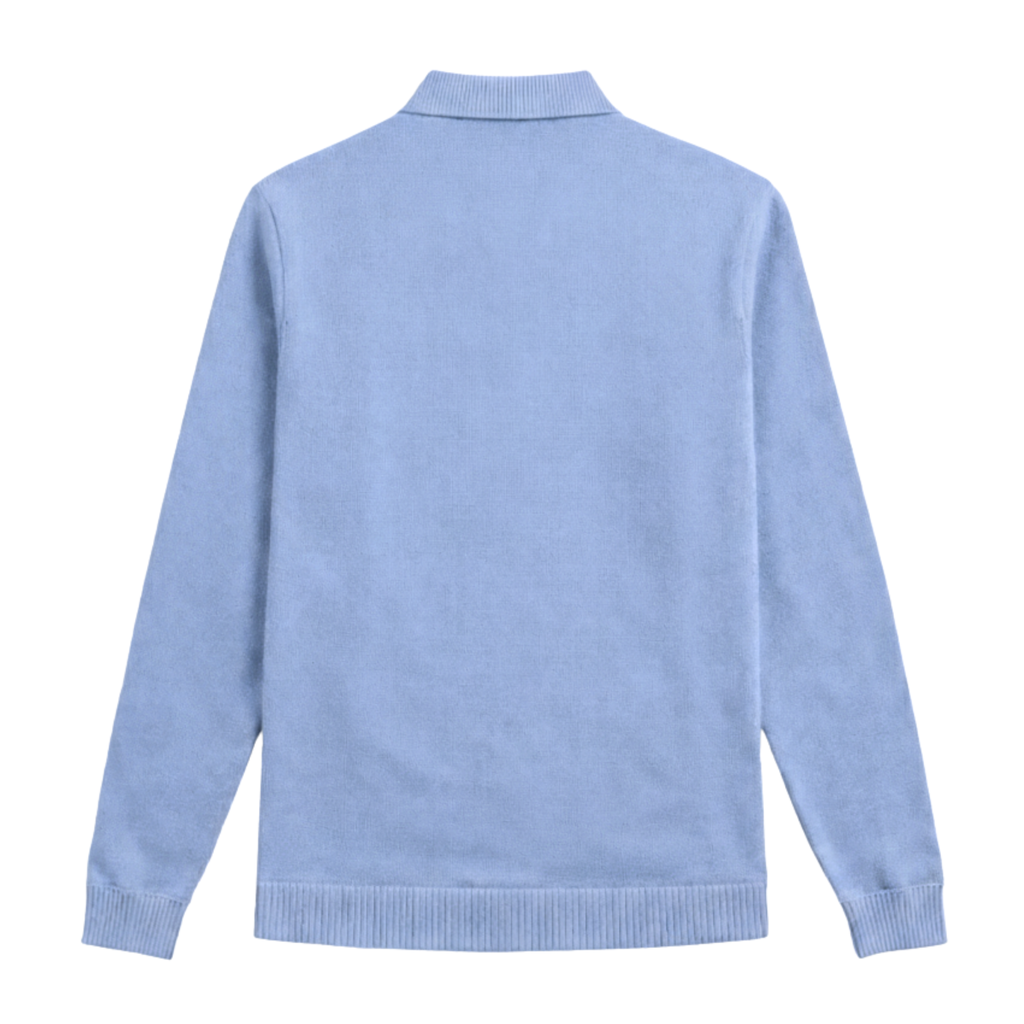 Flat Knit Quarter Zip - Blue