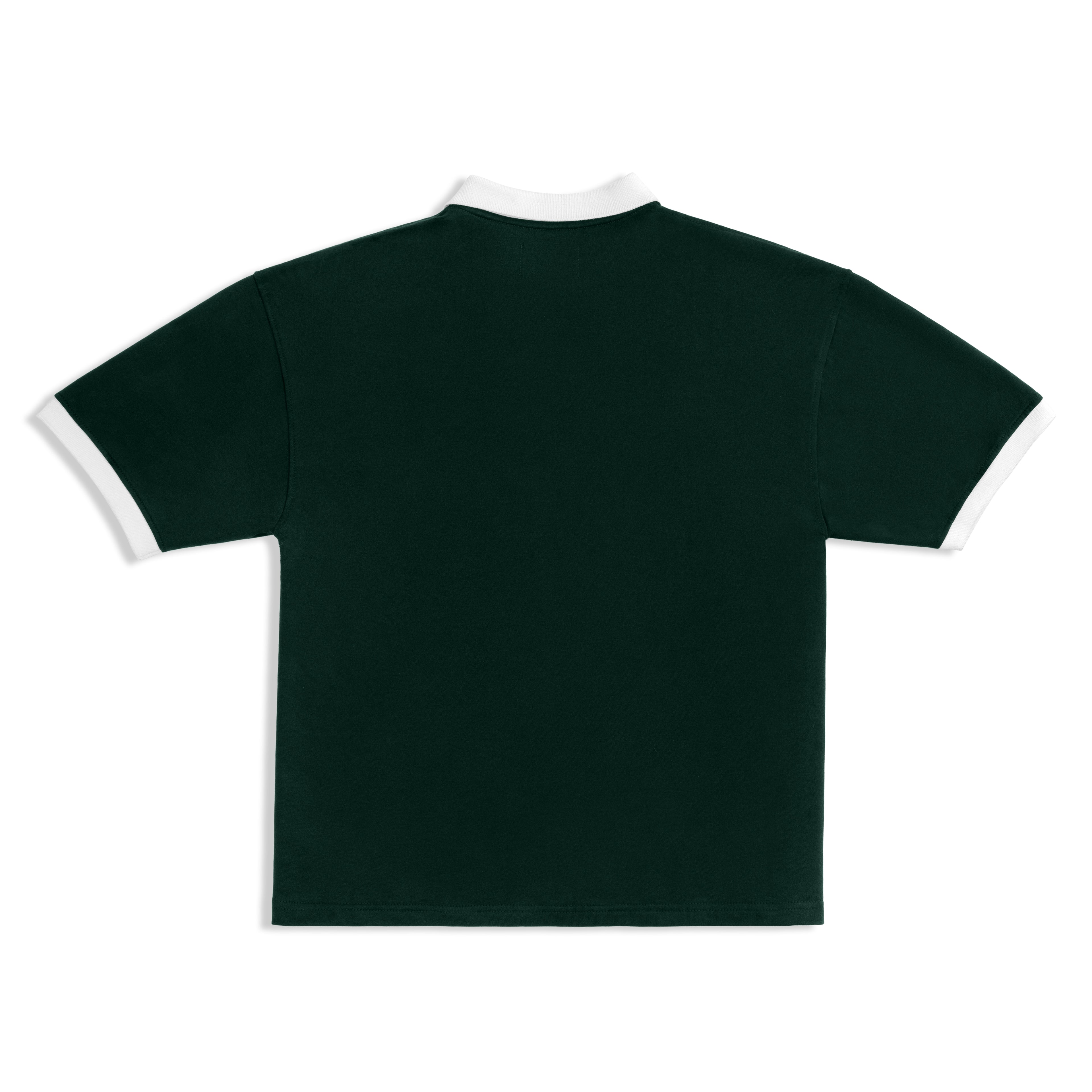 Contrast Collar Polo - Forest Green/White
