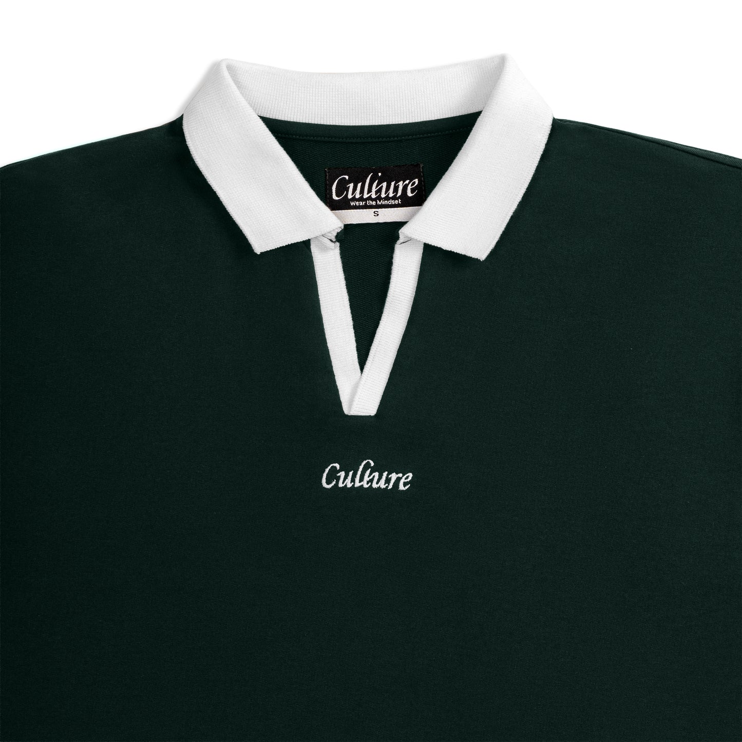 Contrast Collar Polo - Forest Green/White