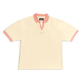 Contrast Collar Polo - Antique White/Pink