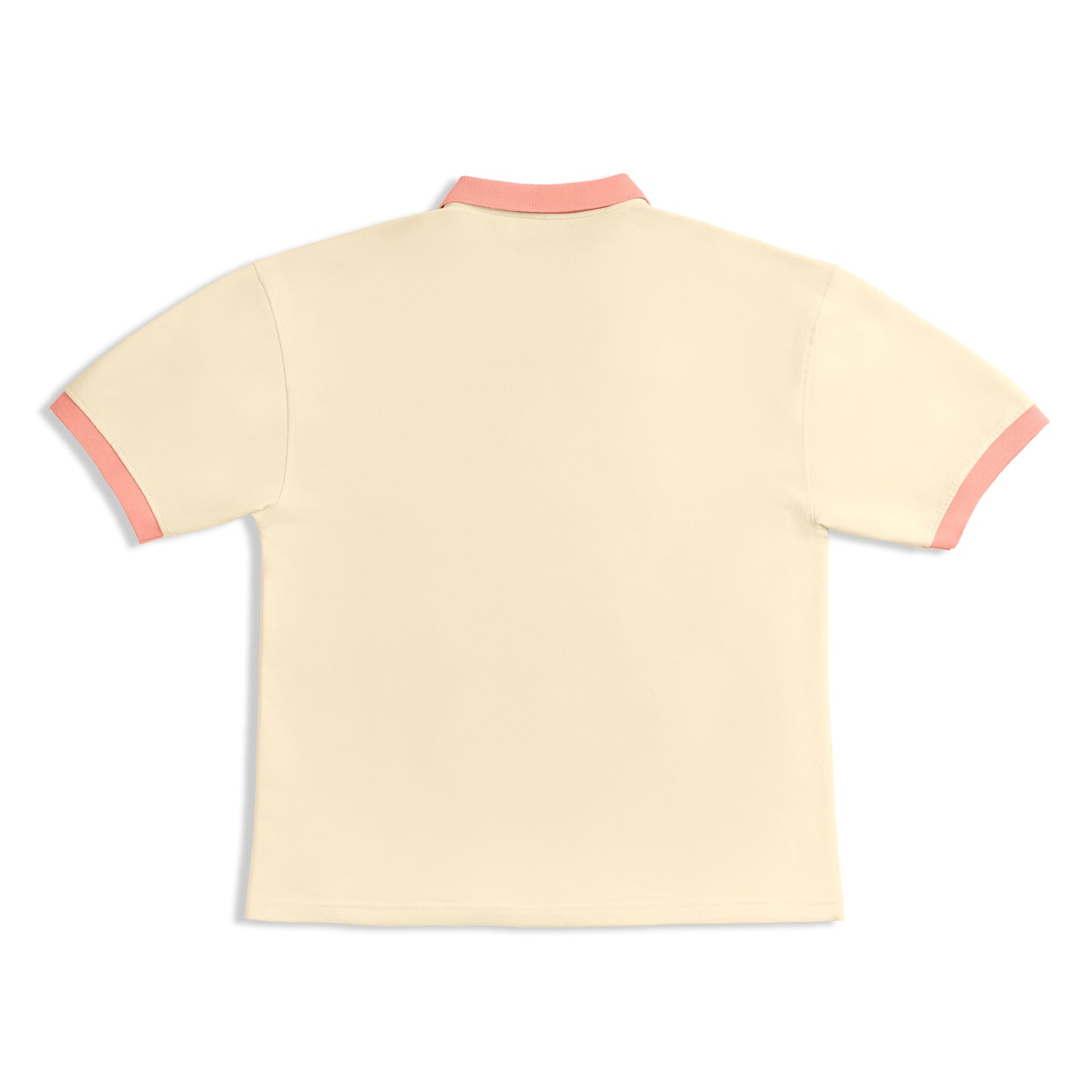 Contrast Collar Polo - Antique White/Pink