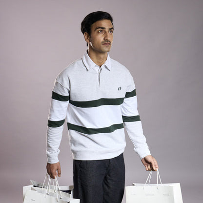 Crossover Sweat - Light Melange / Forest Green