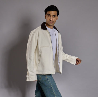 Boardroom Shacket - Ivory/Coffee Bean