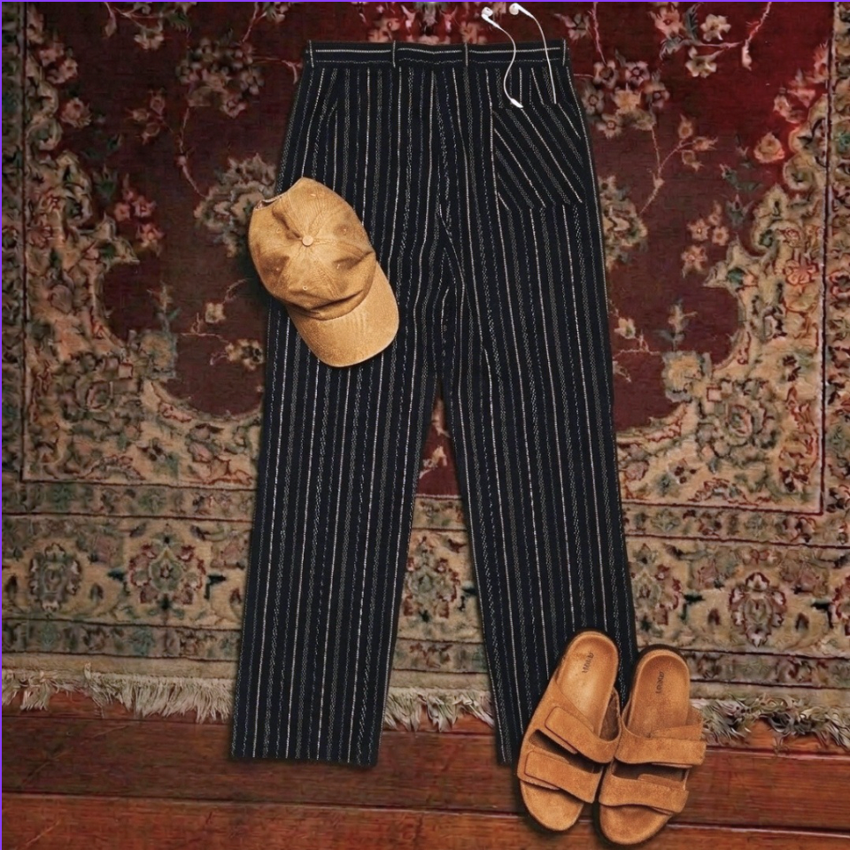 Summer Striped Pants - Navy Blue