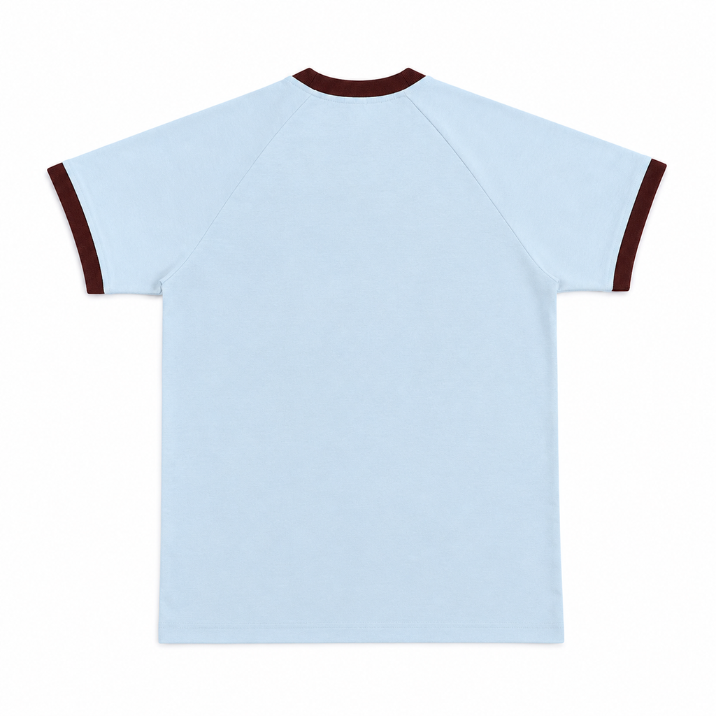 Ringer Raglan Tee - Powder Blue/ Coffee Bean