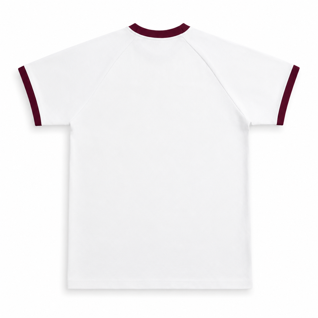 Ringer Raglan Tee - White / Burgundy